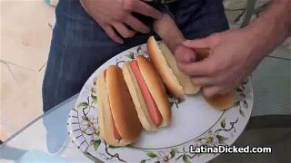 Dumb guy wanted to perform a hotdog prank, but her big tit girlfriend wasnt impressed at all!