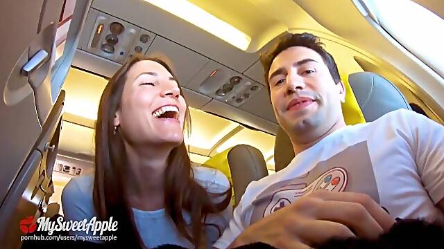 Risky Blowjob in a Plane to Berlin - Mile High Club - Amateur MySweetApple