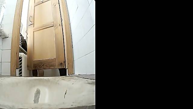 Peeping blondes go to toilet.***