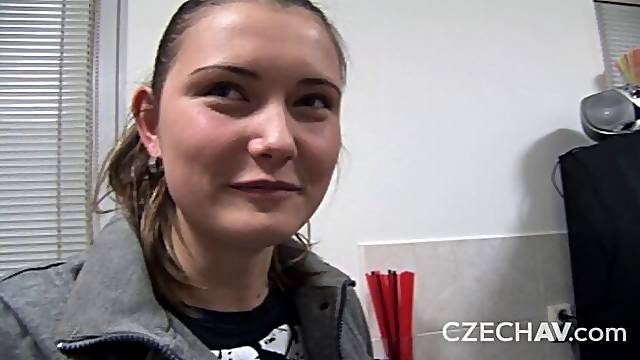 Beautiful teen with enhanced tits likes sex for money in the missionary pose