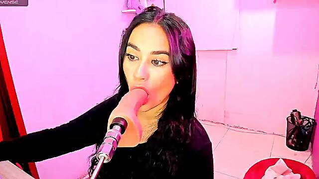 Sexy Asian Girl Passionately Licks and Kisses ASMR Microphone in Pink Room