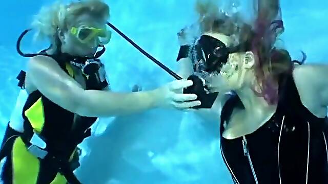 Underwater scuba bondage breathplay