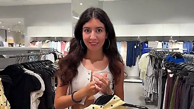 Risky Fitting Room Sex and Public Cumwalk in a Clothing Store Full of People