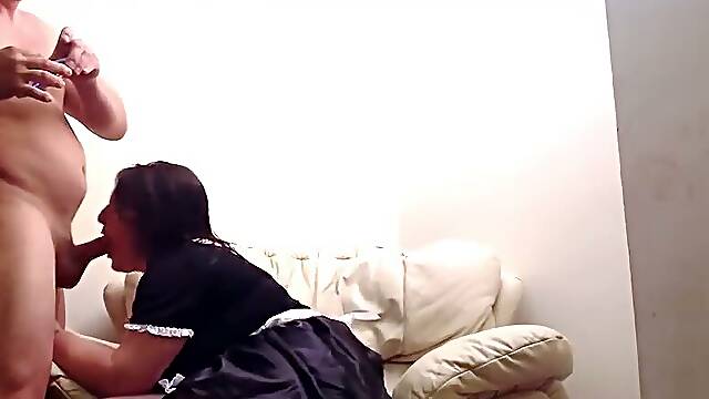 Naughty maid gets caught masturbating while the house was empty