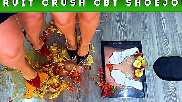 Goddess Amber & Miss Lucy - Trampling Your Cum Into Our Fruit Smoothie (237) - Sky Cam - Cock Balls Food Trample Crush CBT Heels Shoejob Shoe Crush Fetish