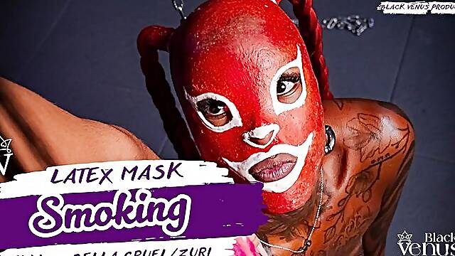 Smoking & Spit Humiliation: A Brutal Session of Degradation Featuring a Bound Slave in a Latex Mask FULL copy