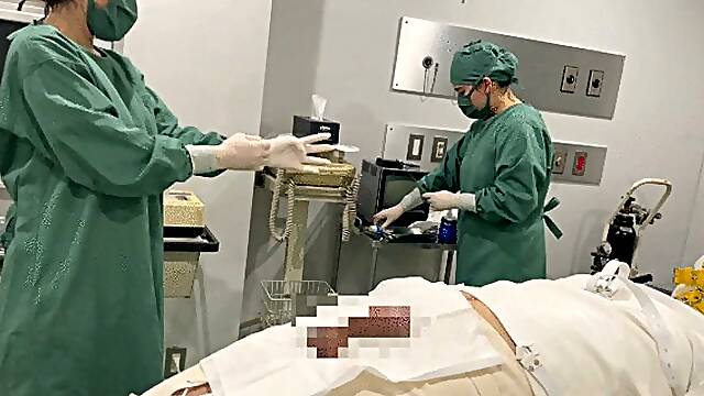 Urethral examination and handjob on a restrained patient