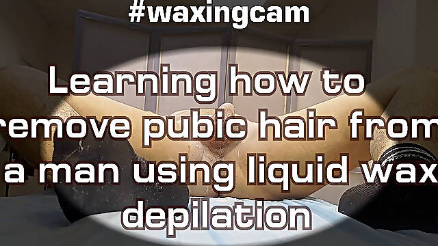 Learning How to Remove Pubic Hair From a Man Using Liquid Wax Depilation