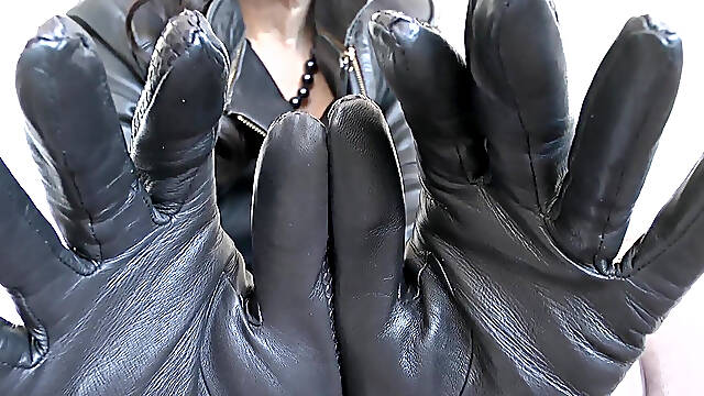 Squeaky Black Leather Gloves on! Sniff Them and JOI - Lady Victoria Valente