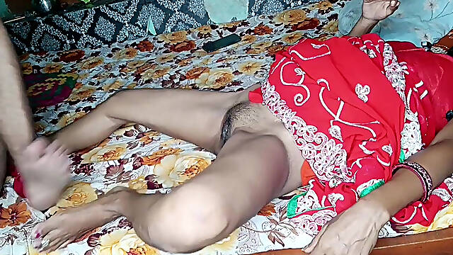 My Friend's Wife Came Over; She Was Wearing a Red Saree and a Red Panty-and-bra Set. I Lubed Her up and Pounded Her Hard