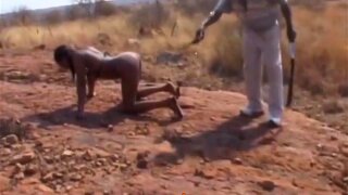 Rough Outdoor Spanking And Tormenting With Busty African