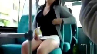 She knows she’s being filmed on the bus and she spreads her legs slowly to tease the upskirt lovers. She’s without panties and her pussy looks beautiful in public.
