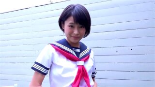 Japanese schoolgirl Reo bicycle strip