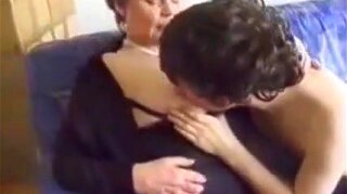 Amateur granny enjoys a young suck and fuck