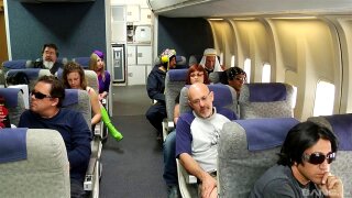 Very nice flight attendants have a threesome with a passanger