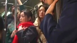 Lesbian Japanese have some fun on the bus