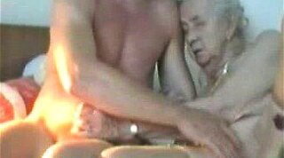 Very old couple masturbating and licking in bedroom together