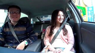 Adorable Japanese girl gets seduced by a horny car driver. He brings her hone and starts to tease her nude body and hot pussy, and then the couple copulate really hard