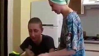 Russian Lady And Boy In Kitchen 1