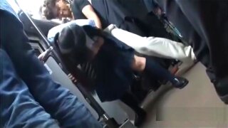 Japanese girl abused and fucked by man on public bus