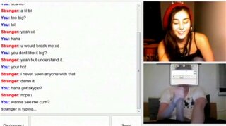 Hot girl sees a big cock on omegle, gets horny and starts to masturbate.