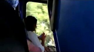Guy pulls out his small cock and strokes it on a bus