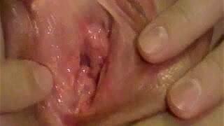 Extreme close-up of a good vaginal wink. This is a scene from the upcoming vid LENA LAUGHS.