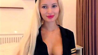 Sexy Blonde Flight Attendant On Webcam