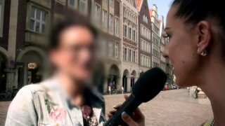German real Couple make a public street casting