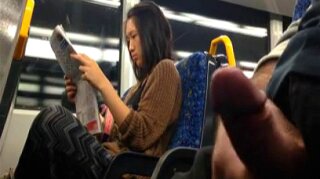 Flash Asian Girl on Train