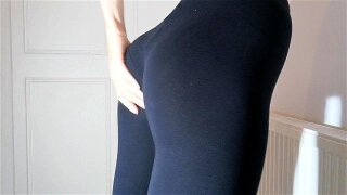 Perfect ass in tight black leggings