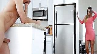 Step daughter fucks in the kitchen at home