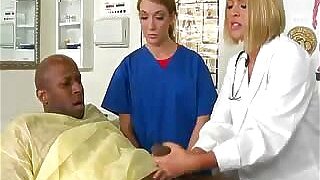 Sexy blonde doctor on a huge cock