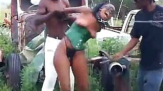 An African ebony was abused and slammed buy two black guys