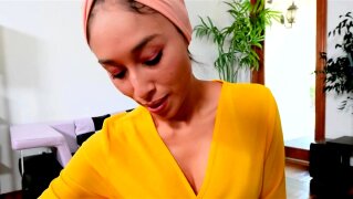 Small boobs latina stepmom gets POV banged wearing a hijab