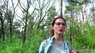 German Scout - College Redhead Teen Lia in Public Casting