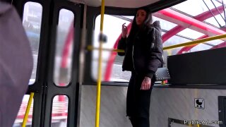 Big cock dude wanking cock in public train and then brunette babe catching him so he bringing her in outdoor quiet place and fucking her