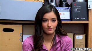 Shoplifter Teen Emily Willis is in the office with LP Guy and they talks about the stolen stuff she did after a few minutes dude suggets she will fucks her way out. Not long enough Emily sucks LPs cock and then gets her pussy fucks in several positions.
