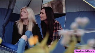 Charlotte Stokely and Aidra Fox outdoor camping but suddenly they get tirefied when they hear something after a few minutes they both suddenly kiss each other. Not long enough Charlotte and Aidra licks each others wet pussies until they both reach orgasm.