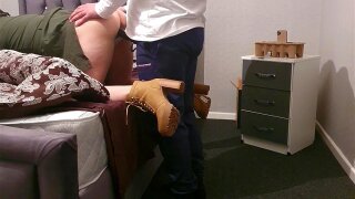 Step mom fucked through panties by step son with 12 inch BBC