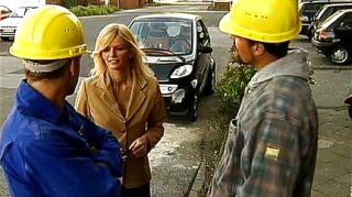 Watch as a hot German MILF experiences mind-blowing pleasure with two rugged construction workers. This blonde mom loves every sensual moment of anal, oral, and double penetration. Get ready for a wild ride!