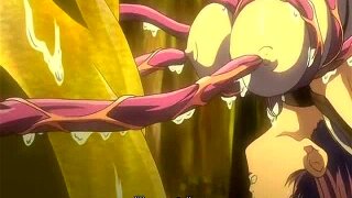 Caught busty hentai girl gets licked by monster tentacles